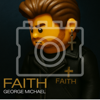 LEGO-Inspired George Michael – Faith 5x5" Print (Mounted for 9x9" Frame)