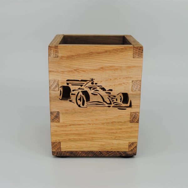 Wooden Stationary Box, Desk Tidy - F1 Car