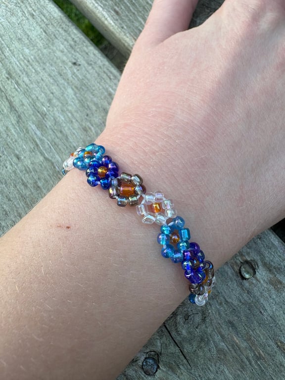 Galaxy Flower beaded bracelet