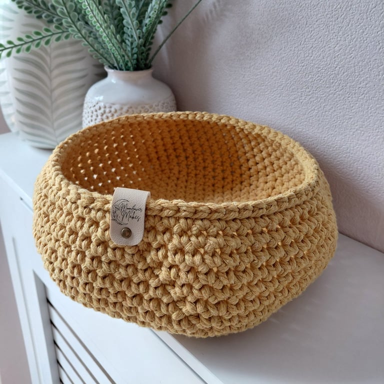 Mustard Yellow crochet basket, catch all basket