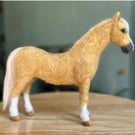 Handmade Needle Felted Palomino Horse - Collectible Wool Sculpture 