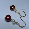 Cherry red freshwater pearl earrings Custom order for Tammie.