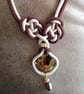 Coffee Agate Pendant Chinese Coin Knot Double Rope Necklace 18 Inch - Image 4