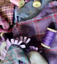  Horse Shaped Hanging Ornament in Blue Grey Herringbone Vintage Welsh Tweed - Image 3