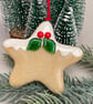 Gingerbread Star - Fused Glass Christmas Tree Decoration - Image 5