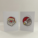 Hand Stitched Father Christmas and Moon Xmas Cards, Set of Two