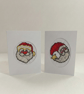 Hand Stitched Father Christmas and Moon Xmas Cards, Set of Two