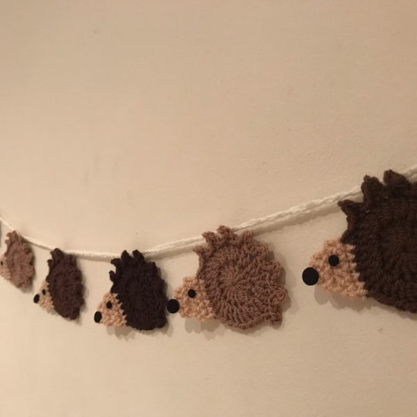 Hedgehog Bunting, cute spiky animal handmade decorative garland