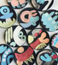 Pink, Blue, Decorative Dish, Black Clay and Underglaze - Image 8