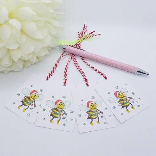 Christmas Bee Gift Tags - set of 4 gift tags