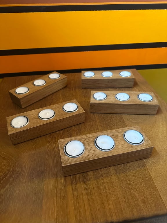 Sold oak tea light holders 