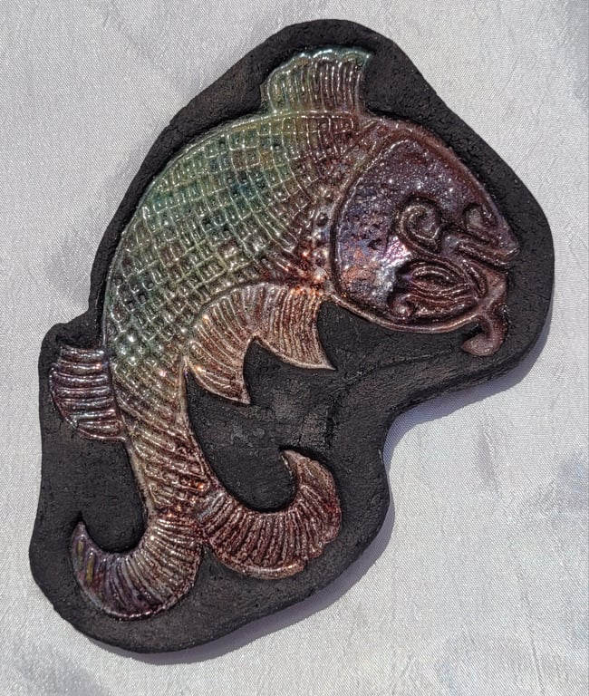 Raku fish wall-art