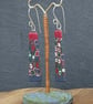 Red and green patterned drop earrings - Image 4