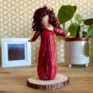 'Ember' A Needle felted Figurine Ornament in a red and orange dress