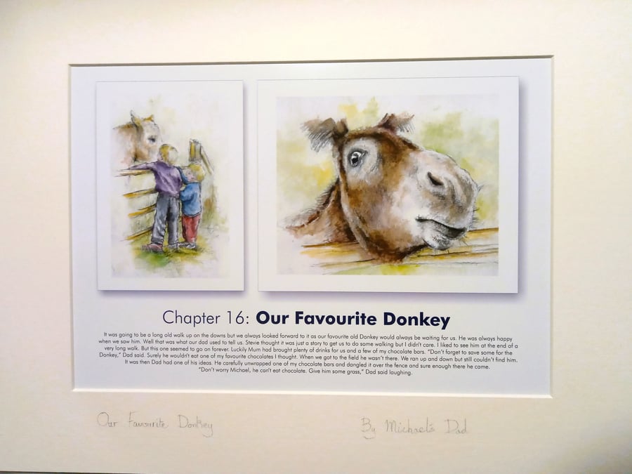 Watercolour print of a Southdowns Donkey Sussex