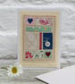 Vintage fabrics hand-stitched miniature on card - a unique gift to keep. - Image 1