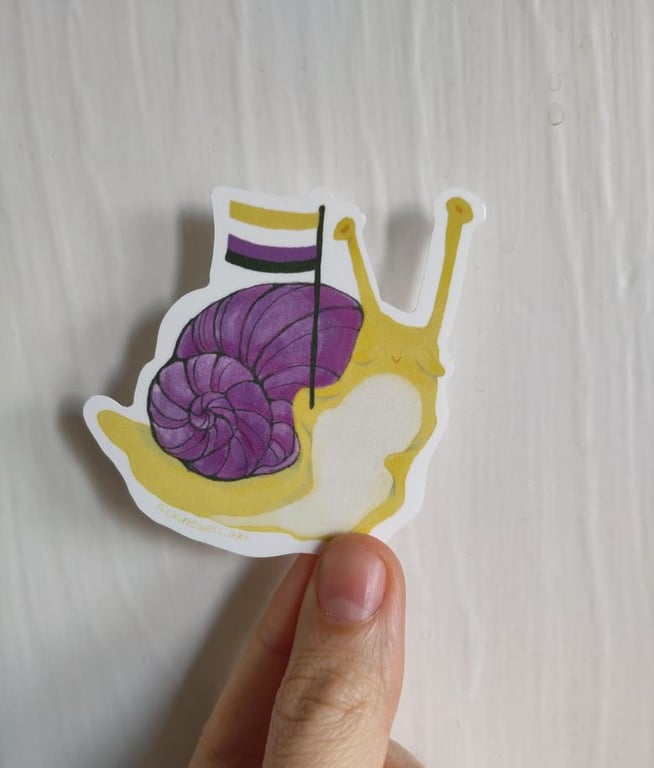Non-binary Snail Waterproof Vinyl Sticker