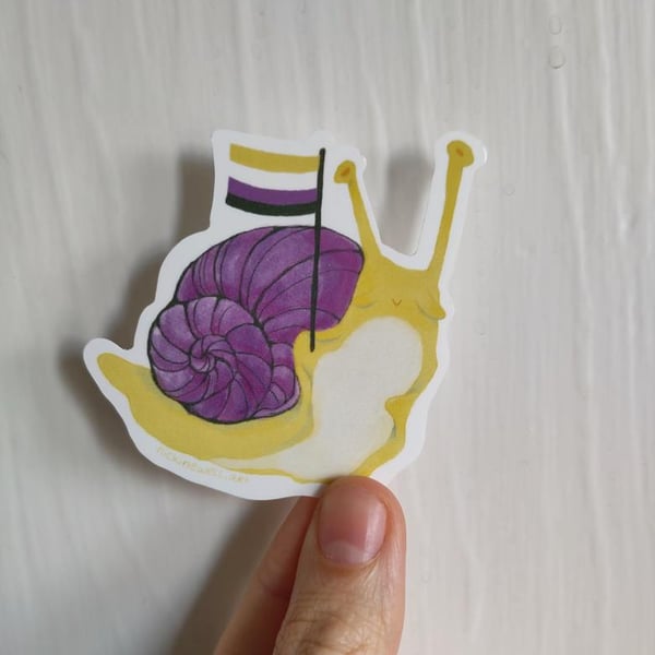 Non-binary Snail Waterproof Vinyl Sticker