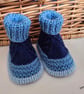 Baby Boy's Hand Knitted Cable Design Booties 0-3 months size  - Image 4
