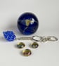 Handbag Charm, Egg Shaped Blue Crystal with a Chainmaille Chain and Keyring - Image 8