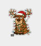 Unique Funny Christmas Sticker Xmas Decal - Grumpy Reindeer - Image 1