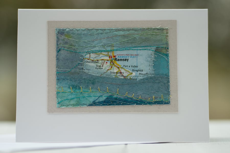 RAMSEY Mixed Media Stitched Coastal Greetings Card 