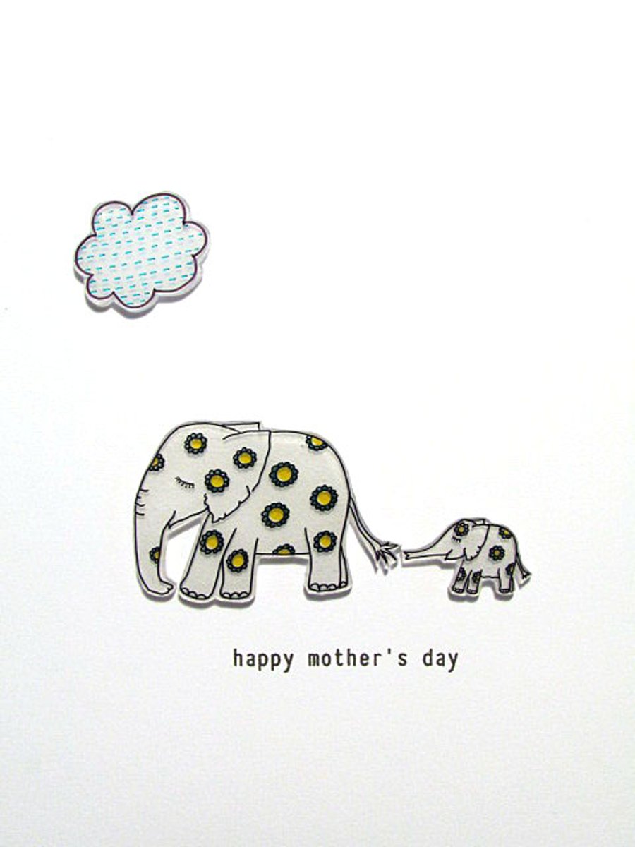 mother's day card - elephants - handmade card