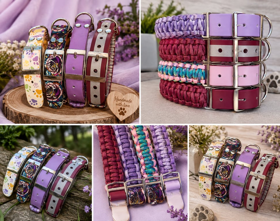 Handmade Paracord & Biothane Dog Collar – Adjustable, Durable & Colourful