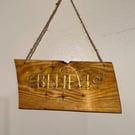 A Slice of pallet wood Christmas sign, recycling and believing in one slice