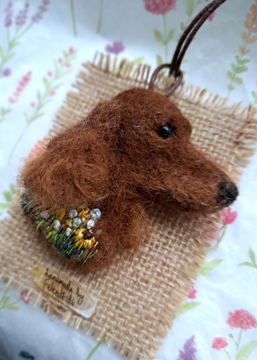 Needle Felted Irish Setter Brooch