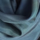 Pure Silk Large Square Scarf, Deep Green with Blue 