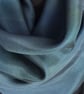 Pure Silk Large Square Scarf, Deep Green with Blue 