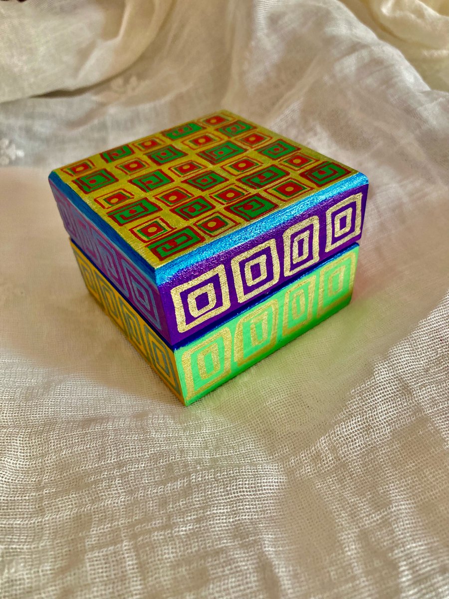 Hand painted wooden box 
