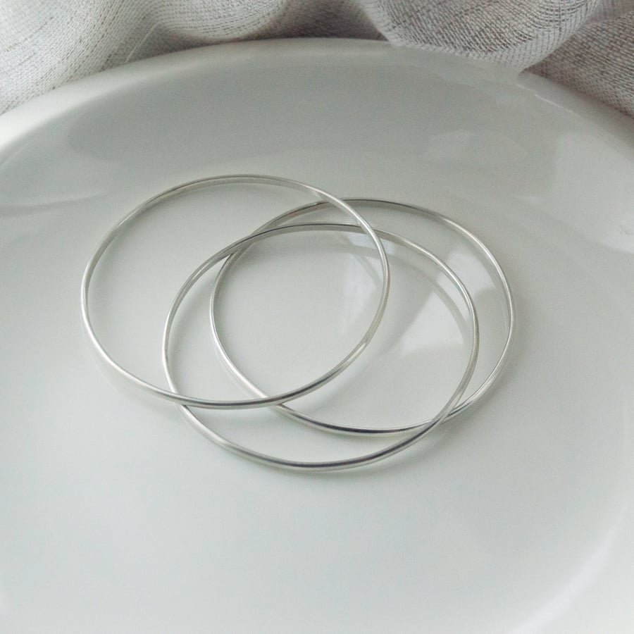Set of 3 Argentium Silver Bangles