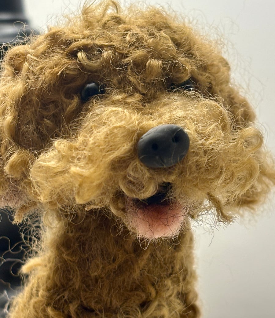 Handmade needle felt cockapoo, wool dog