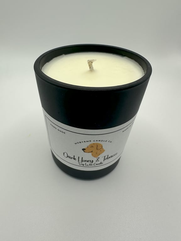 Votive Dark Honey & Tobacco Soy Candle in a Matt Black Jar