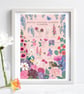 'British Cottage Garden Flowers' Illustration Print A4 Unframed  - Image 1