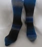 Hand-cranked Knitted Ribbed Wool Socks Size 8 to 9 - Image 1