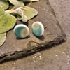 Ceramic button earrings - eclipse