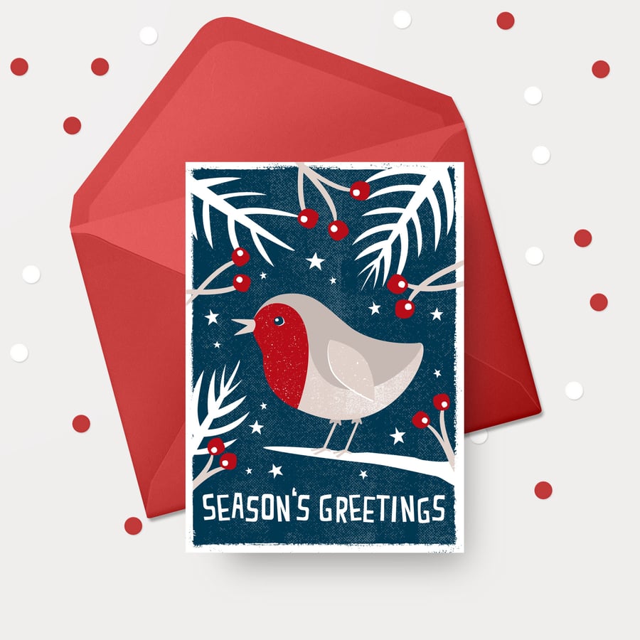 Christmas card - robin