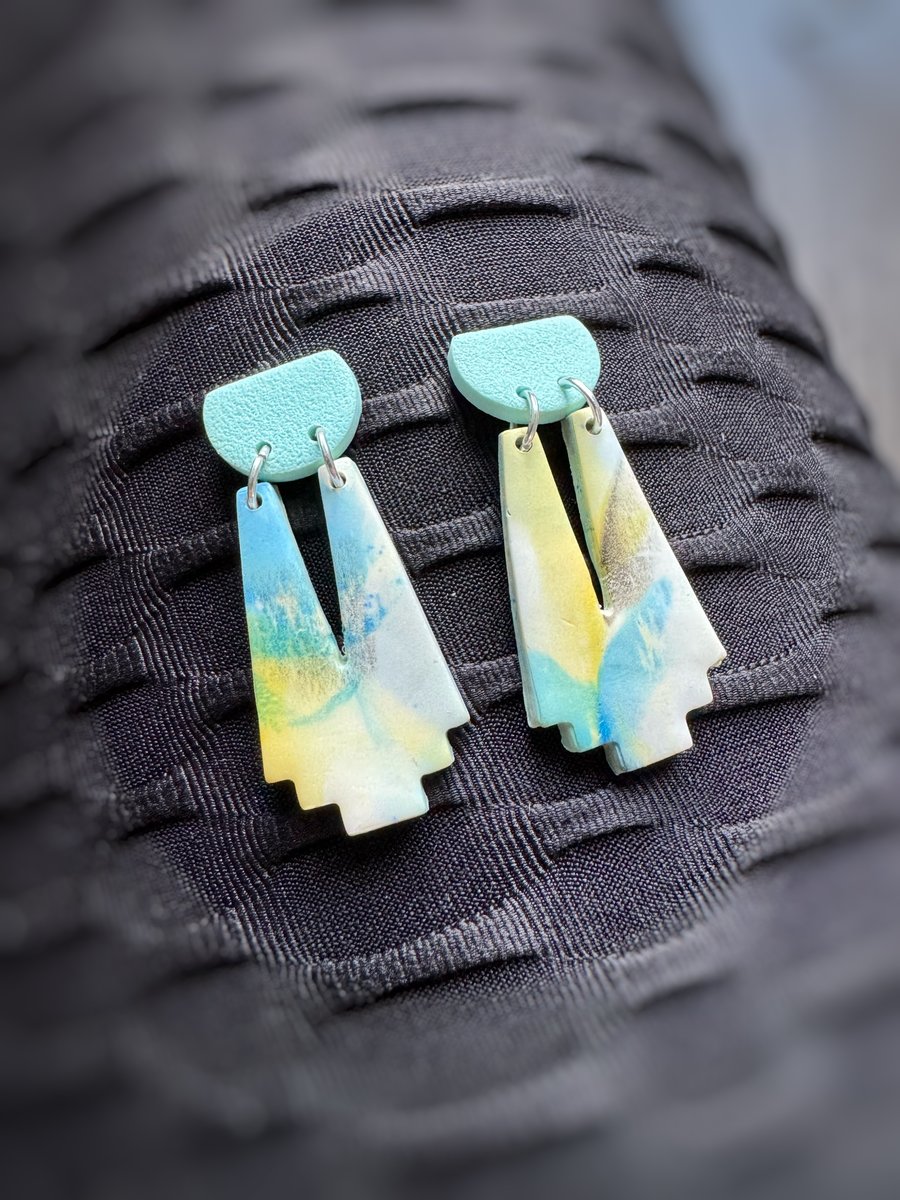 Mint Fresh Remnant Art Deci Earrings