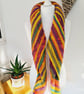 Rainbow Wool Blend Long Scarf, Multicoloured Shawl Wrap, Crochet Neck Warmer