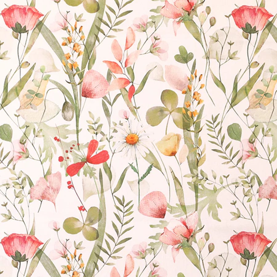 Beautiful Wild Flower Tablecloth 160 x 135cm Pink OVAL