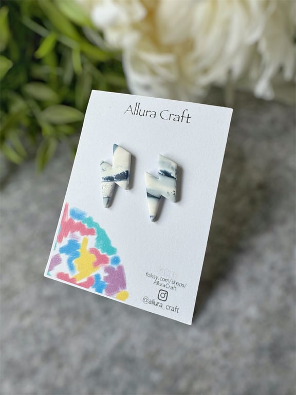 Denim Wash Lightning Bolt Earrings