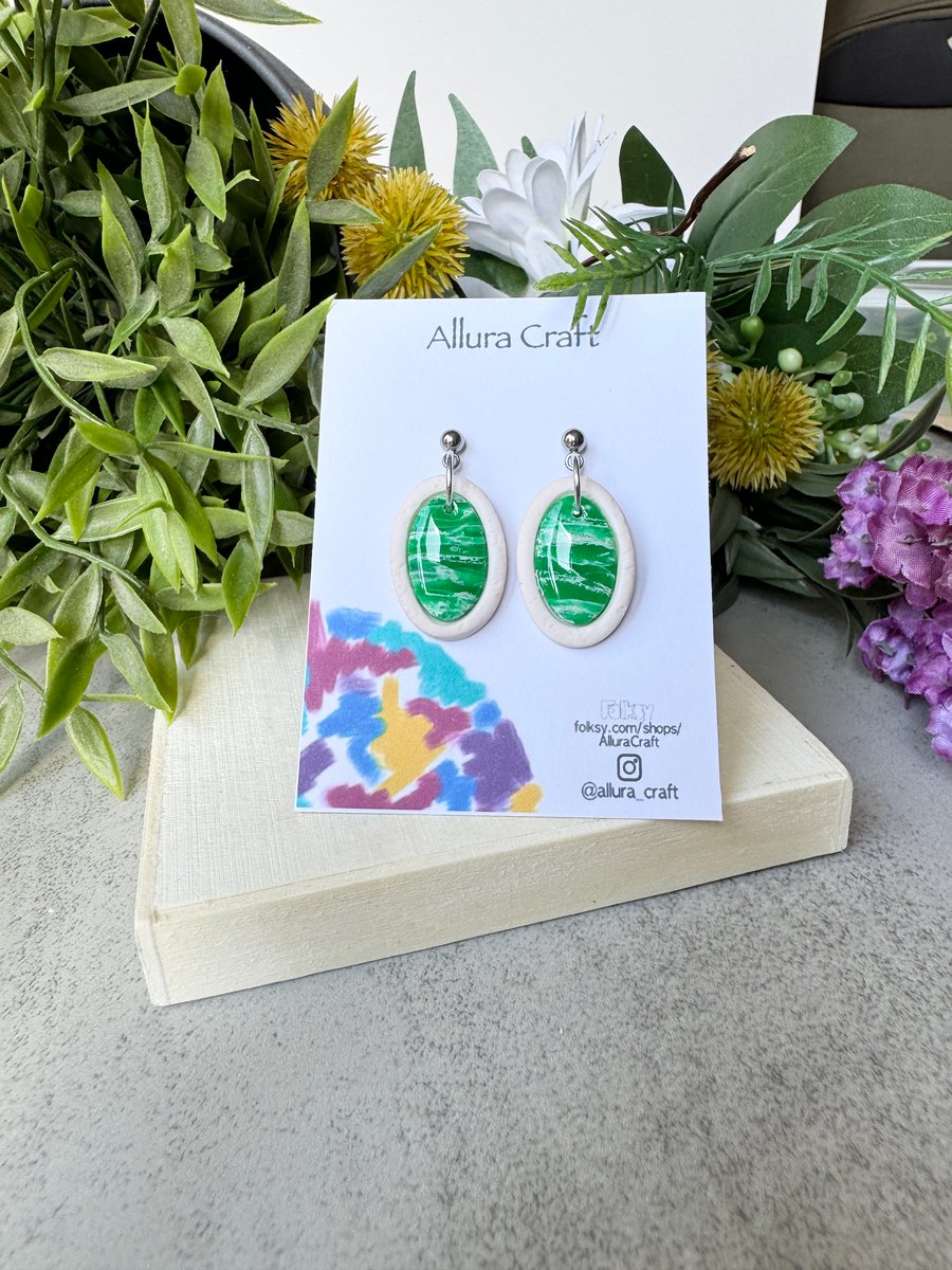 Green Malachite Faux Stone Earrings