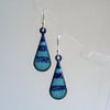 Striped teardrop earrings in enamelled copper 155
