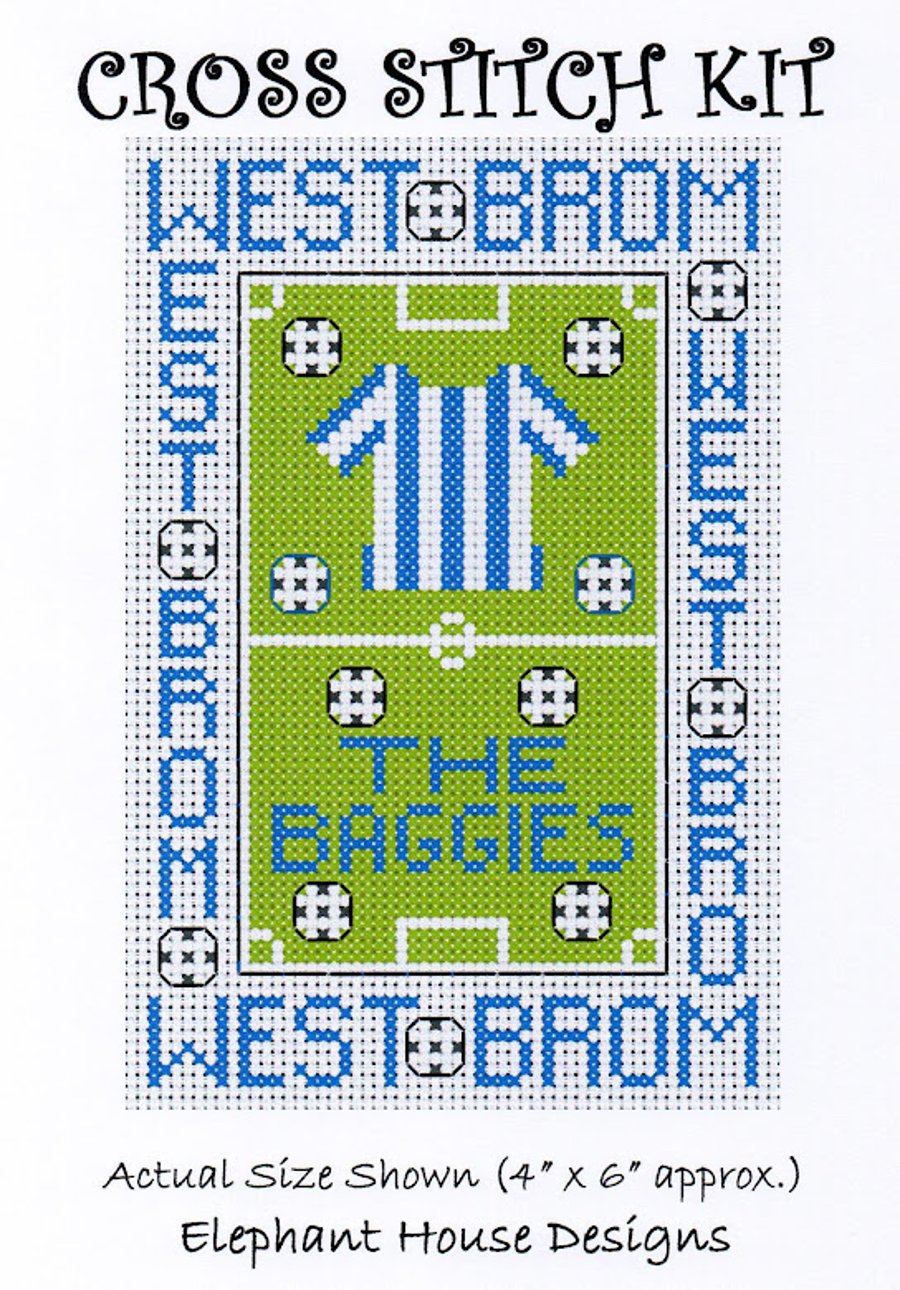 West Brom Cross Stitch Kit Size 4" x 6"  Full Kit