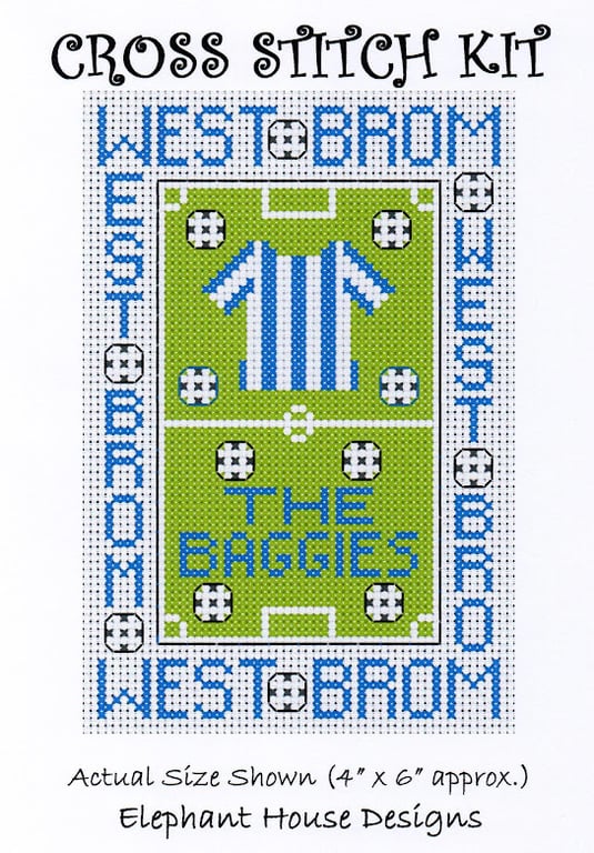 West Brom Cross Stitch Kit Size 4" x 6"  Full Kit