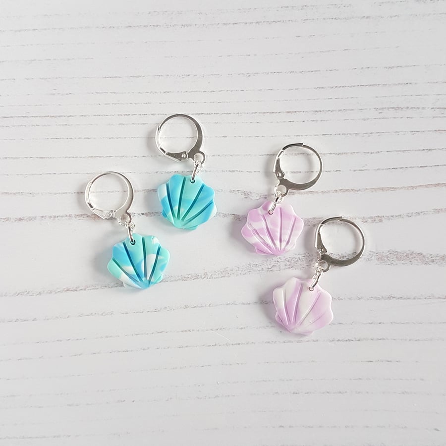 Shell mini huggie hoop earrings choose your colours
