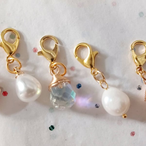Set of 5 Pearl Zipper Charms